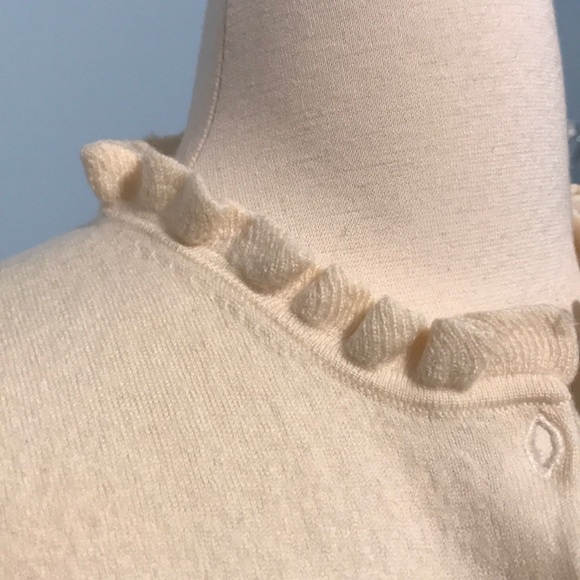 • J. Crew Cream Ruffle Cardigan • - Picture 2 of 3